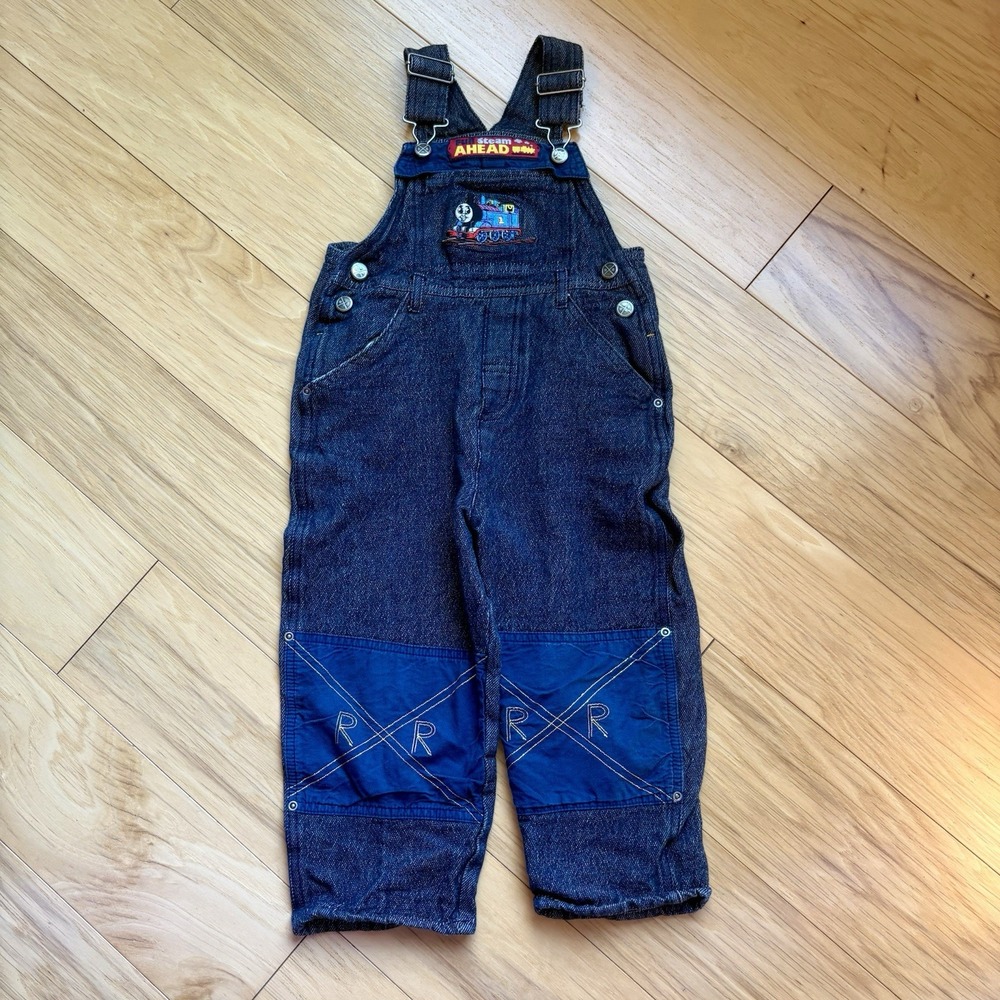 Vintage Y2K Thomas & Friends Denim Overalls Full Steam Ahead Train Patches 4T
